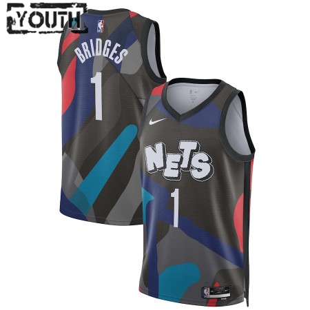 Dres Brooklyn Nets Mikal Bridges Nike 2023-24 City Edition Crno Swingman - Dječji
